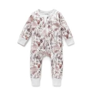 Aster & Oak Woodland Zip Romper Baby newborn 0-3 months 100% Organic Cotton